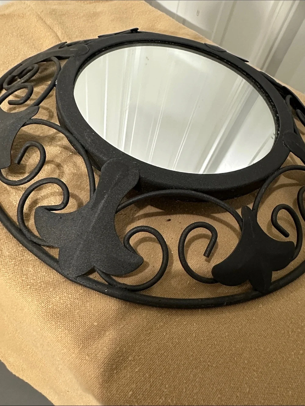 Set of 3 Decorative Black Wall Mirror with Scrollwork Frame